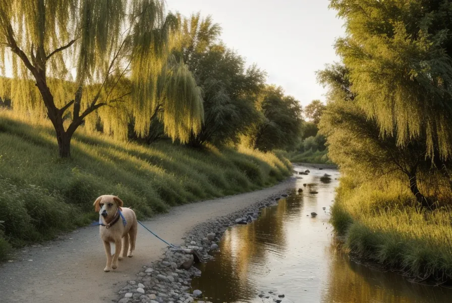 Balade avec un chien sur les bords de l'Erdre à Nantes